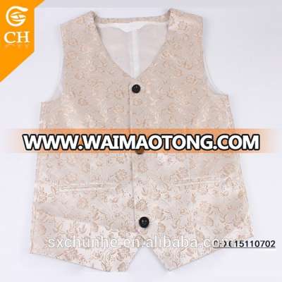 Wholesale 2017 White Orange Jacquard Polyester Childrens Waistcoat for Men Design