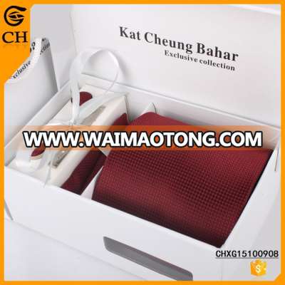 Custom fashion high quality men red tie and cufflink set