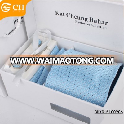 Shengzhou Chunhe Custom Wholesale Boyfriend Gift Blue Cufflink Tie Set Box