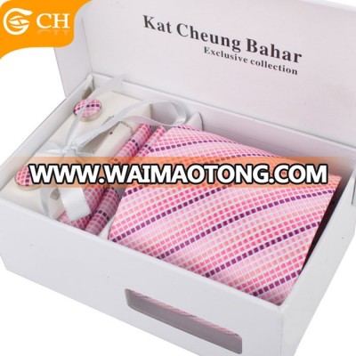 Chunhe custom wholesale men black polyester tie gift box set